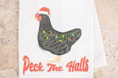 Image showing  Christmas Chicken 'Peck the Halls' Flour Sack Kitchen Towel