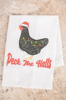 Image showing  Christmas Chicken 'Peck the Halls' Flour Sack Kitchen Towel