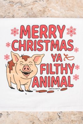 Image showing  Merry Christmas Ya Filthy Animals' Pig Flour Sack Kitchen Towel
