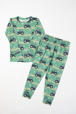 American Farm Company Kid's Green Tractor Christmas Toddler/Youth Pajama Set