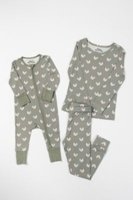 Image showing  Kid's Sage Chickens Toddler/Youth Bamboo Pajama Set