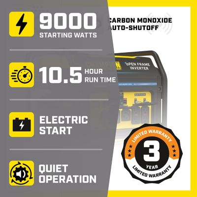 Image showing  9000W Electric Start Open Frame Inverter with CO Shield