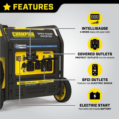 Image showing  9000W Electric Start Open Frame Inverter with CO Shield