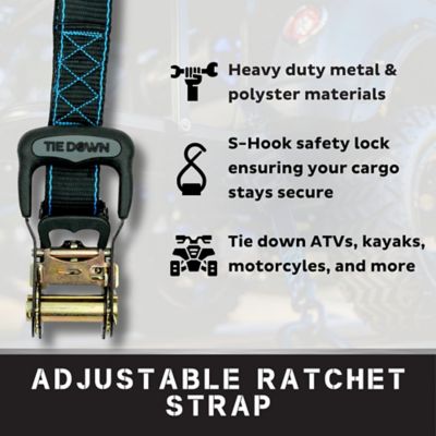 Image showing  1.5 in. x 8 ft. Black Heavy Duty Ratchet Strap, 2-Pack Kit