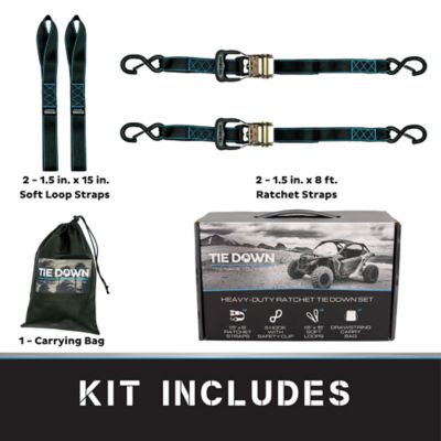 Image showing 5 th Tie Down 1.5 in. x 8 ft. Black Heavy Duty Ratchet Strap, 2-Pack Kit