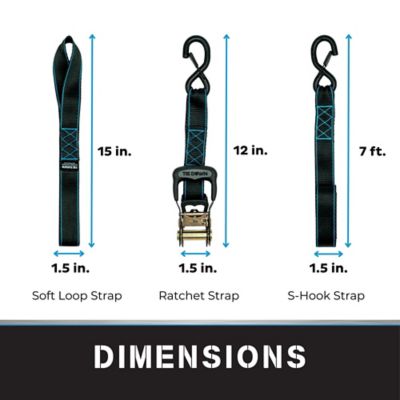Image showing 6 th Tie Down 1.5 in. x 8 ft. Black Heavy Duty Ratchet Strap, 2-Pack Kit