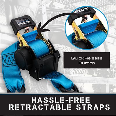 Image showing  2 in. x 10 ft. Blue Heavy Duty Retractable Ratchet Strap, 2-Pack Kit