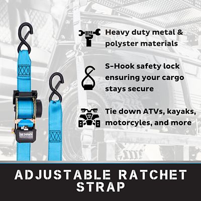 Image showing 5 th Tie Down 2 in. x 10 ft. Blue Heavy Duty Retractable Ratchet Strap, 2-Pack Kit