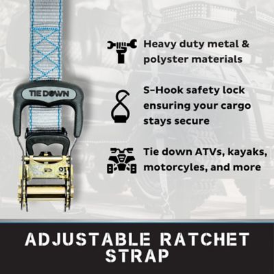 Image showing  1.5 in. x 8 ft. Grey Heavy Duty Ratchet Strap, 4-Pack Kit