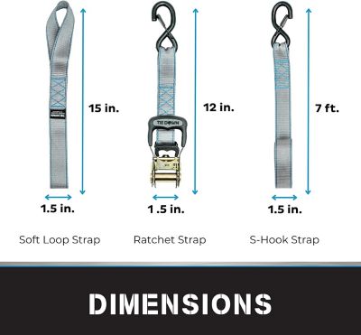 Image showing  1.5 in. x 8 ft. Grey Heavy Duty Ratchet Strap, 4-Pack Kit