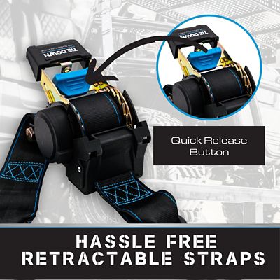 Image showing  2 in. x 10 ft. Black Heavy Duty Retractable Ratchet Strap, 2-Pack Kit