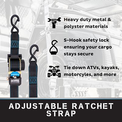 Image showing 5 th Tie Down 2 in. x 10 ft. Black Heavy Duty Retractable Ratchet Strap, 2-Pack Kit