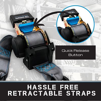 Image showing  2 in. x 10 ft. Grey Heavy Duty Retractable Ratchet Strap, 2-Pack Kit