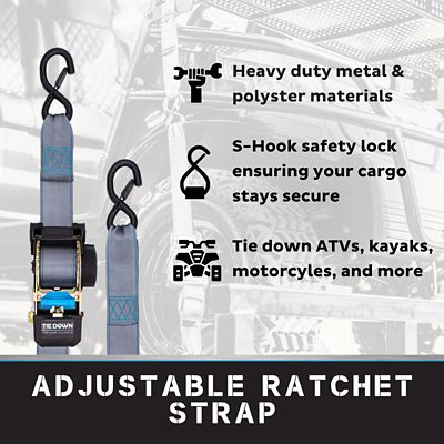 Image showing 5 th Tie Down 2 in. x 10 ft. Grey Heavy Duty Retractable Ratchet Strap, 2-Pack Kit