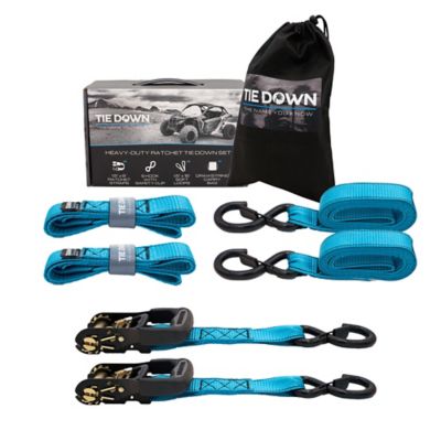 Tie Down 1.5 in. x 8 ft Blue Heavy Duty Ratchet Strap, 2-Pack Kit
