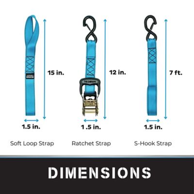 Image showing  1.5 in. x 8 ft Blue Heavy Duty Ratchet Strap, 2-Pack Kit