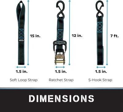 Image showing  1.5 in. x 8 ft. Black Heavy Duty Ratchet Strap, 4-Pack Kit