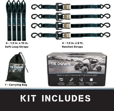 Image showing  1.5 in. x 8 ft. Black Heavy Duty Ratchet Strap, 4-Pack Kit
