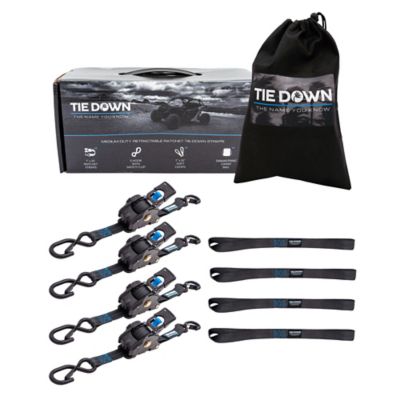 Tie Down 1 in. X 10 ft. Black Retractable Ratchet Strap, 4-Pack Kit