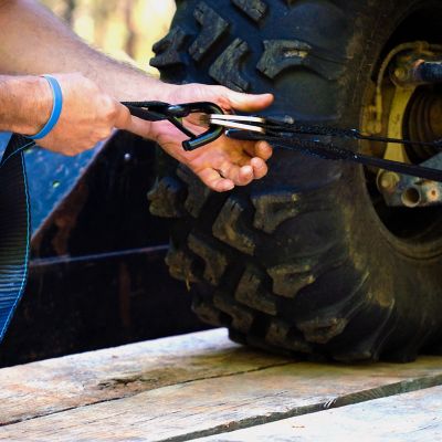 Image showing  2 in. x 8 ft Black Heavy Duty Car Trailer Ratchet Strap, 4-Pack Kit