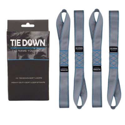 Tie Down 1.5 in. x 17 in. Grey Heavy Duty Soft Loop Straps, 4-Pack Kit