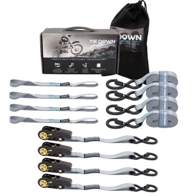 Tie Down 1 in. x 15 ft. Grey Ratchet Strap, 4-Pack Kit