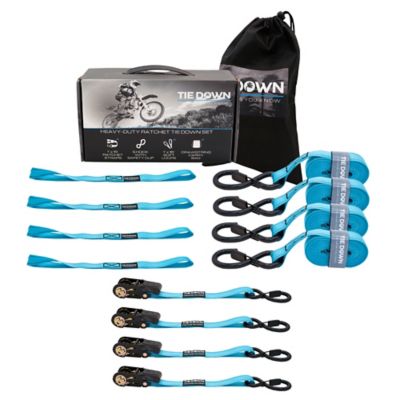 Tie Down 1 in. x 15 ft. Blue Ratchet Strap, 4-Pack Kit