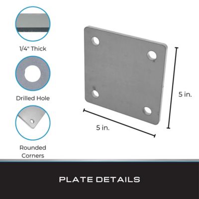 Image showing  Steel Mounting Plate with Holes, 5 in. x 5 in. x 1/4 in. (4 pk.)