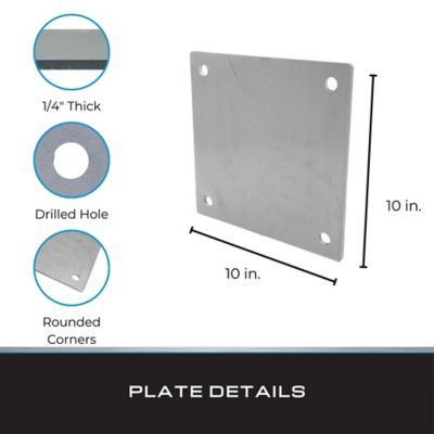 Image showing  Steel Mounting Plate with Holes, 10 in. x 10 in. x 1/4 in. (1 pk.)