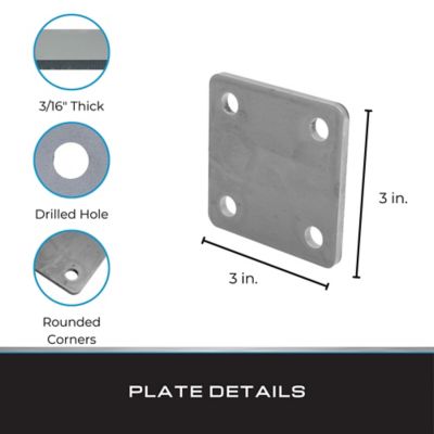 Image showing  Steel Mounting Plate with Holes, 3 in. x 3 in. x 3/16 in. (8 pk.)