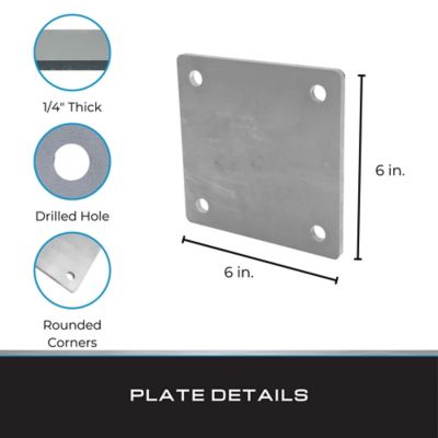Image showing  Steel Mounting Plate with Holes, 6 in. x 6 in. x 1/4 in. (4 pk.)