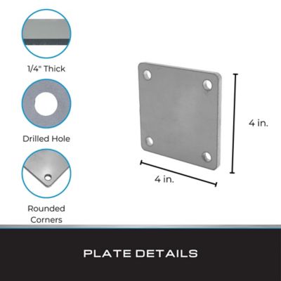 Image showing  Steel Mounting Plate with Holes, 4 in. x 4 in. x 1/4 in. (4 pk.)