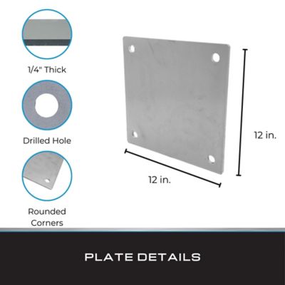 Image showing  Steel Mounting Plate with Holes, 12 in. x 12 in. x 1/4 in. (1 pk.)