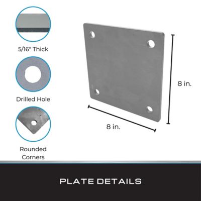 Image showing  Steel Mounting Plate with Holes, 8 in. x 8 in. x 5/16 in. (2 pk.)