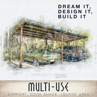 Image showing 7 th Bjorn Woodworks 4x4 Black 5 degree Pergola Brackets & Lean to Kit