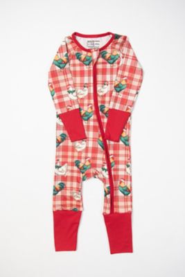 American Farm Company Christmas Chicken Plaid Baby Zippy