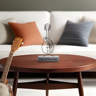 Image showing  Grand Ole Opry Wire Guitar Tabletop Sculpture with Wooden Base