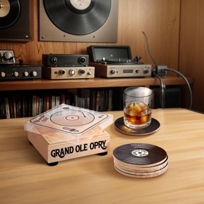 Image showing  Grand Ole Opry Nashville 1925 Vinyl Record Wooden Coaster Set