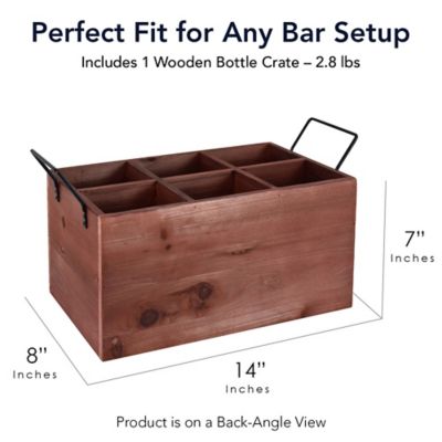 Image showing 6 th American Art Decor The Whiskey Wood Crate Bottle Holder 6-Bottle Rustic Storage Box with Metal Handles