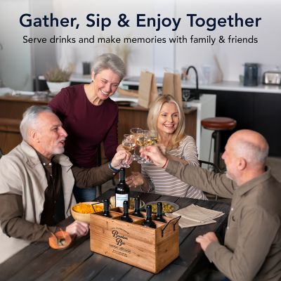 Image showing  The Bourbon Bar Wood Crate Bottle Holder with Metal Handles