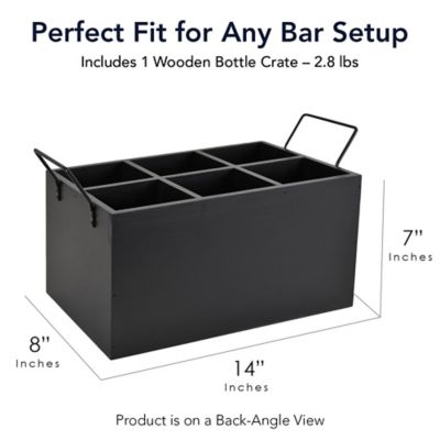 Image showing 6 th American Art Decor The Bourbon Bar Wood Crate Bottle Holder 6-Bottle Rustic Storage Box with Metal Handles