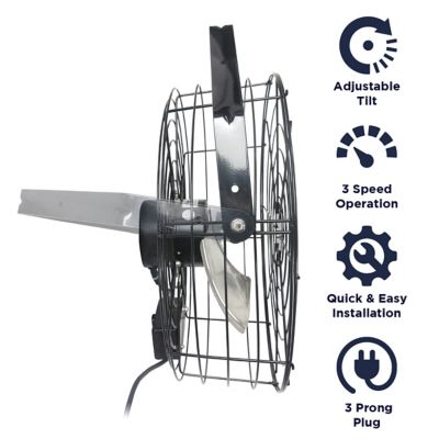 Image showing  18 In. 3-Speed Indoor Tilting Wall Mount Poultry Fan, Black