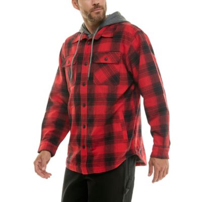 Image showing  Men's Sherpa-Lined Hooded Flannel Shirt-Jacket with Inset