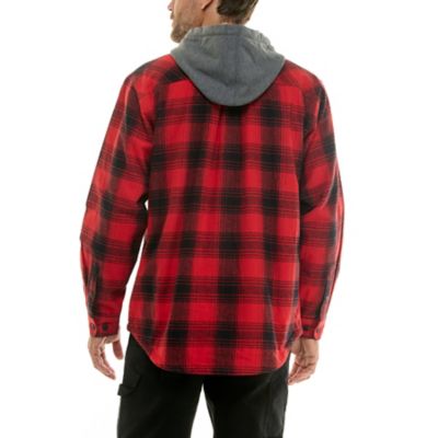 Image showing  Men's Sherpa-Lined Hooded Flannel Shirt-Jacket with Inset