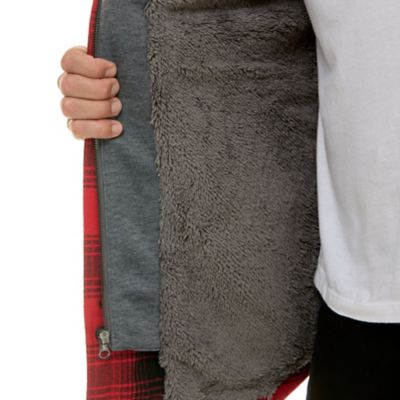 Image showing  Men's Sherpa-Lined Hooded Flannel Shirt-Jacket with Inset