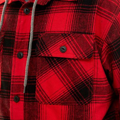 Image showing  Men's Sherpa-Lined Hooded Flannel Shirt-Jacket with Inset