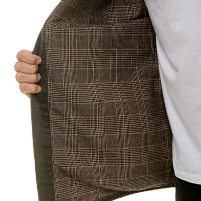 Image showing  Men's Sueded Woven Shirt Jacket with Flannel Plaid Lining