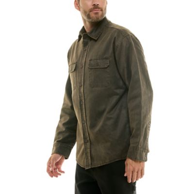 Image showing  Men's Sueded Woven Shirt Jacket with Flannel Plaid Lining