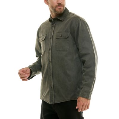 Image showing  Men's Sueded Woven Shirt Jacket with Flannel Plaid Lining