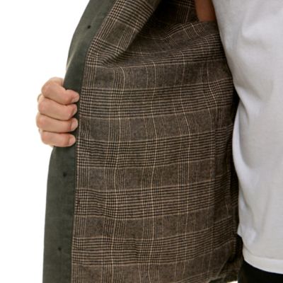 Image showing  Men's Sueded Woven Shirt Jacket with Flannel Plaid Lining